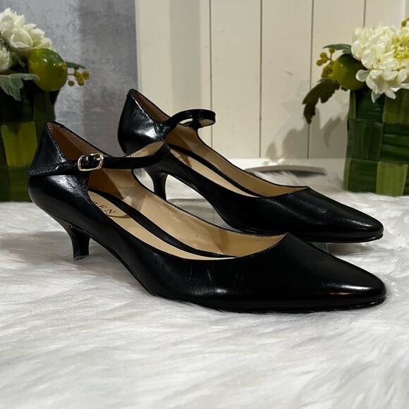 NEW LRL Ralph Lauren Leather Buckle Mary Jane Kitten Heel Almond Toe Pumps 5.5 - Picture 7 of 16
